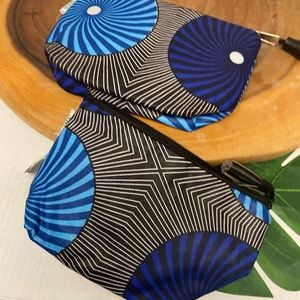 SANAA NWT Tasseled Zippered Abstract Printed Cometic Totes